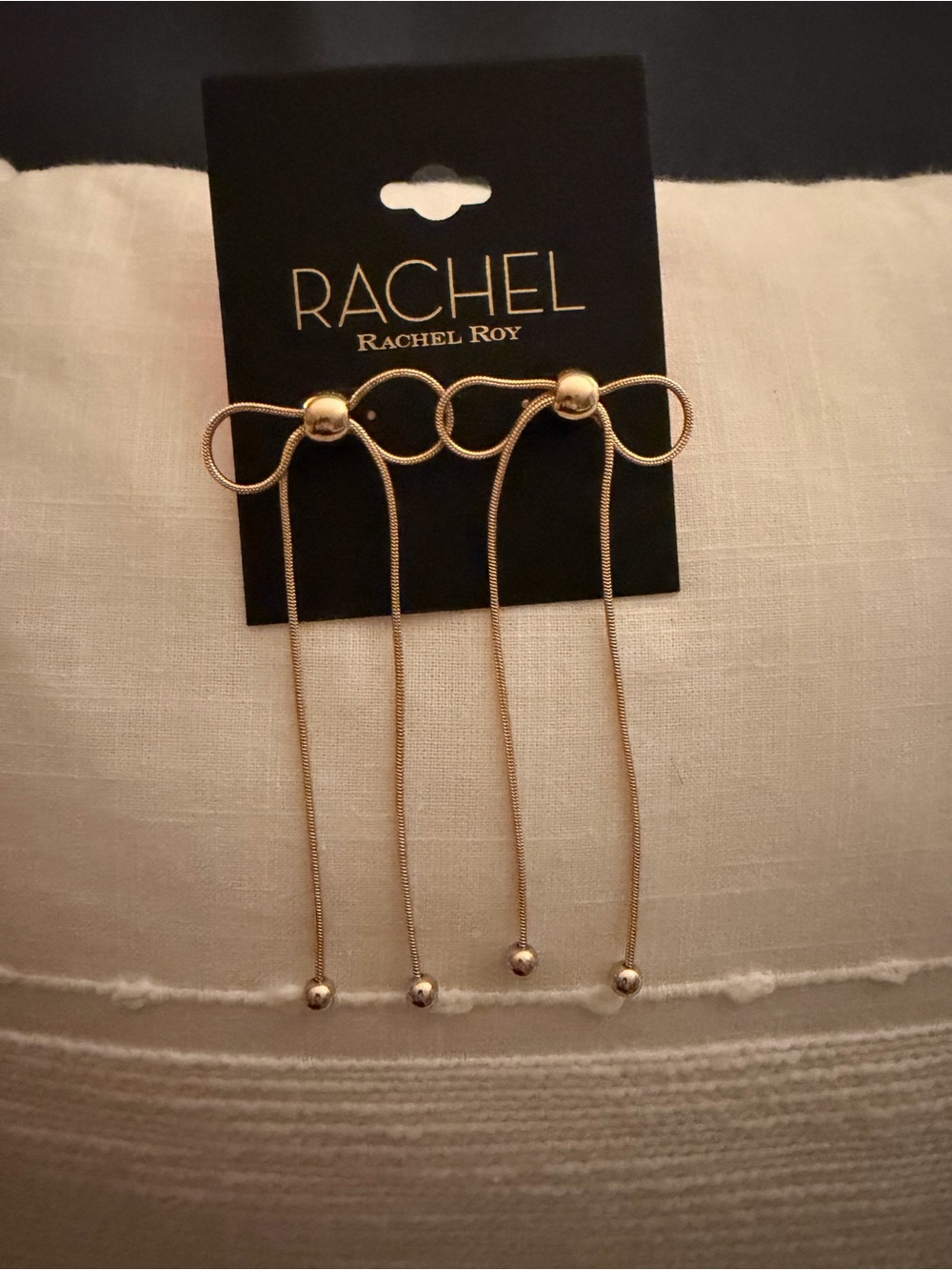 RACHEL Rachel Roy Gold Bow Drop Earrings with Chain Tassels